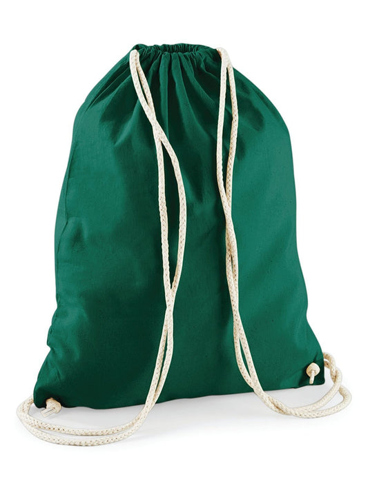 Cotton Gymsac Herren Tasche / Rucksack – Westford Mill – Farbe bottle green – individuell veredelbar
