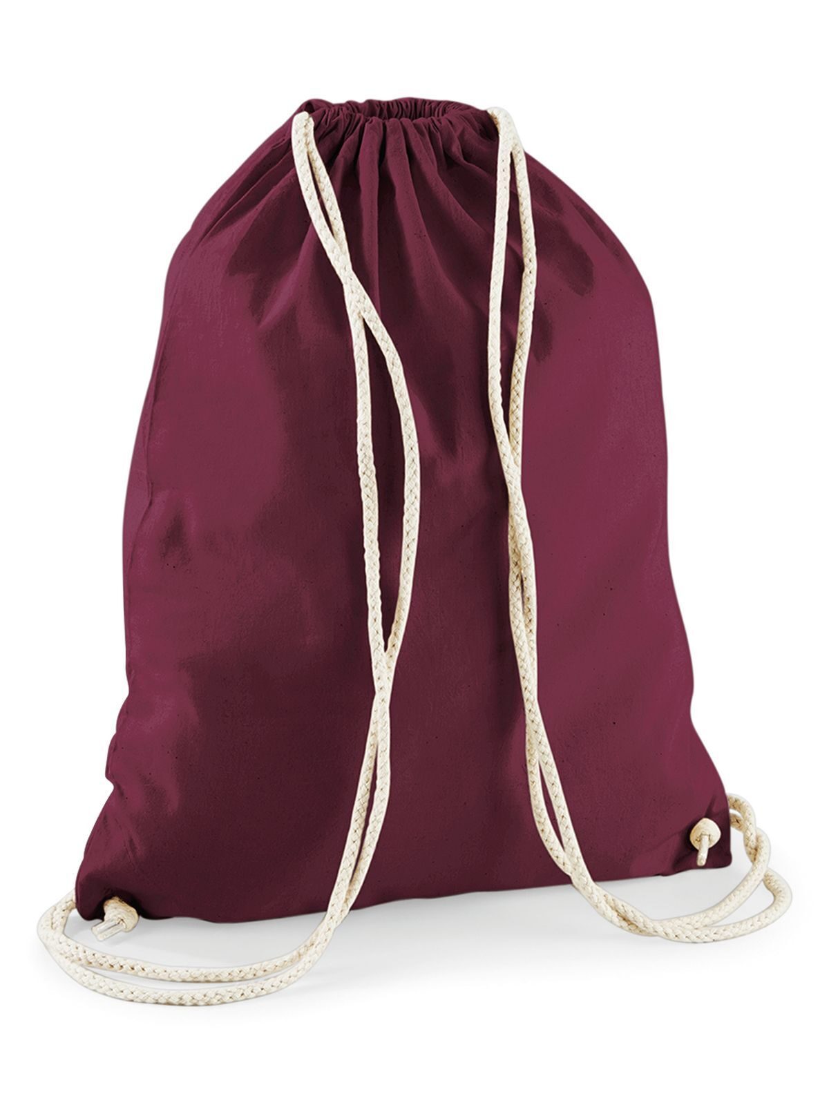 Cotton Gymsac Herren Tasche / Rucksack – Westford Mill – Farbe Burgundy – individuell veredelbar