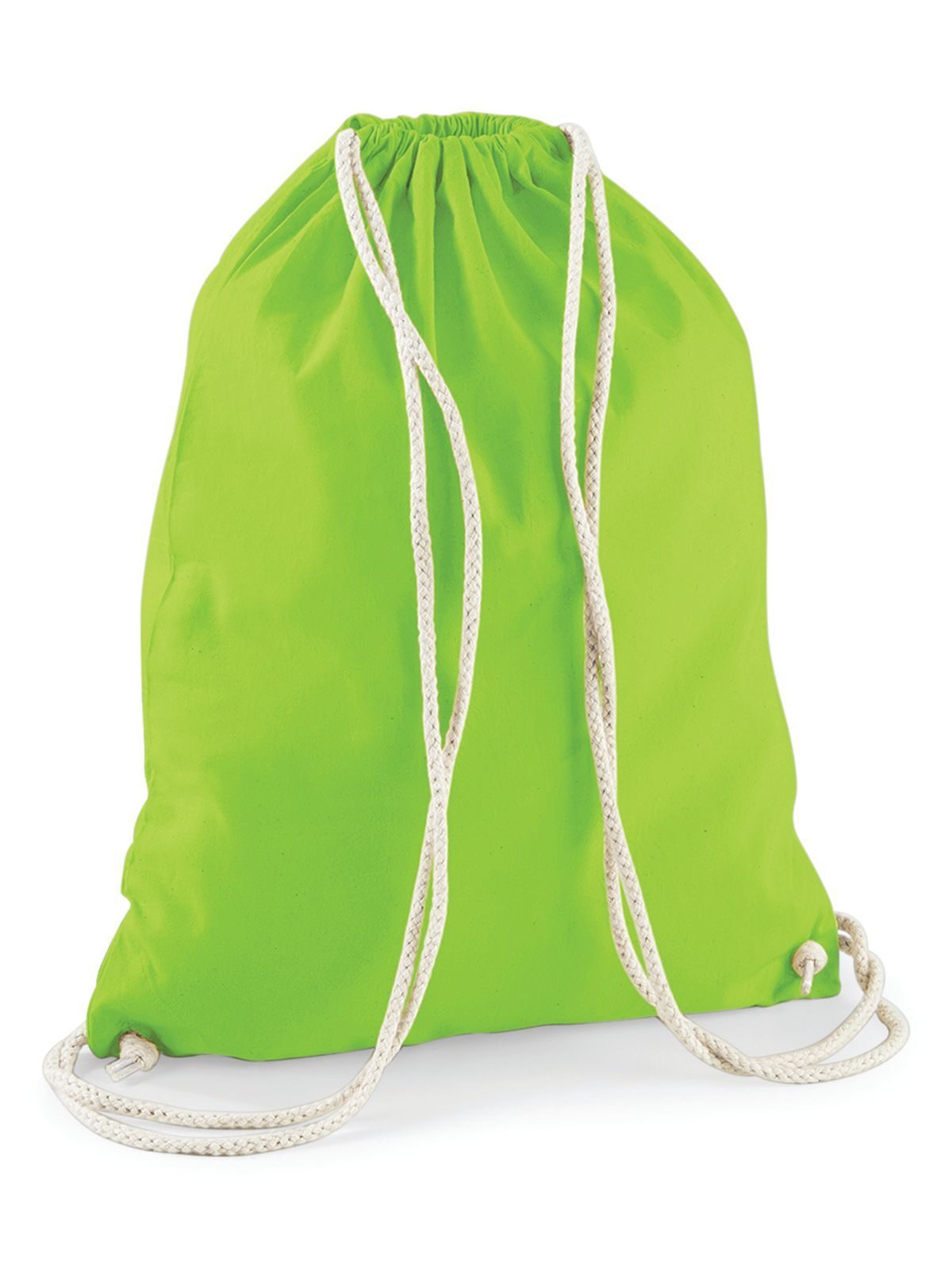 Cotton Gymsac Herren Tasche / Rucksack – Westford Mill – Farbe lime green – individuell veredelbar