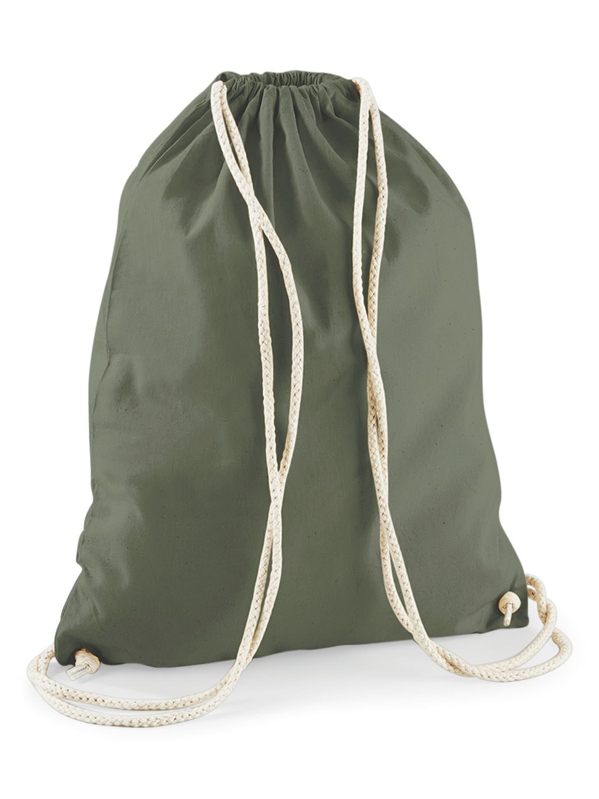 Cotton Gymsac Herren Tasche / Rucksack – Westford Mill – Farbe olive green – individuell veredelbar