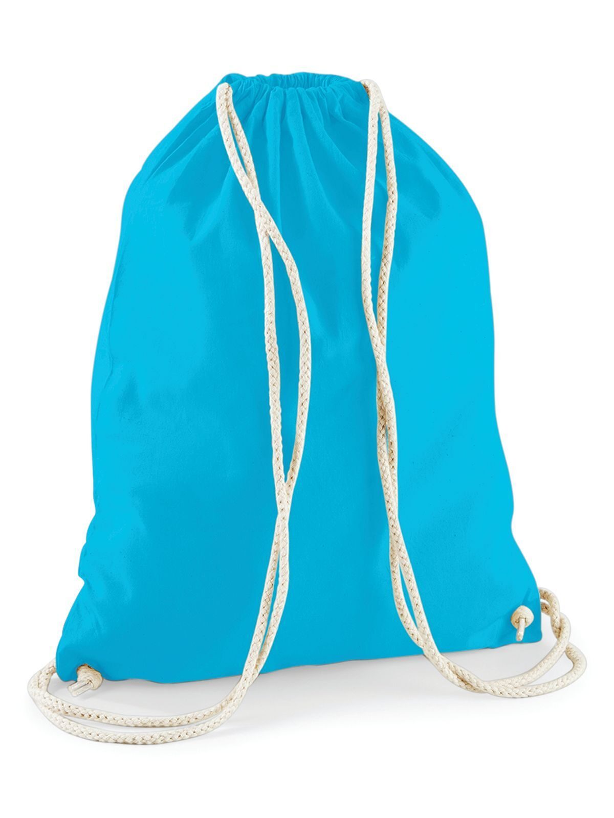 Cotton Gymsac Herren Tasche / Rucksack – Westford Mill – Farbe surf blue – individuell veredelbar