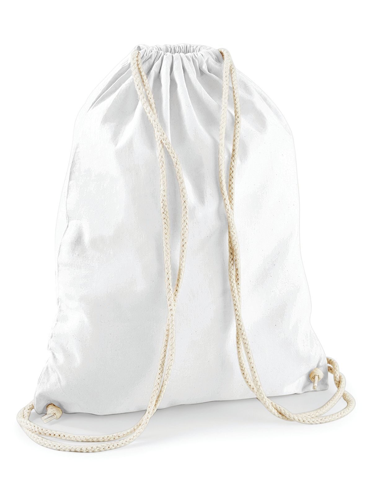 Cotton Gymsac Herren Tasche / Rucksack – Westford Mill – Farbe Weiß – individuell veredelbar
