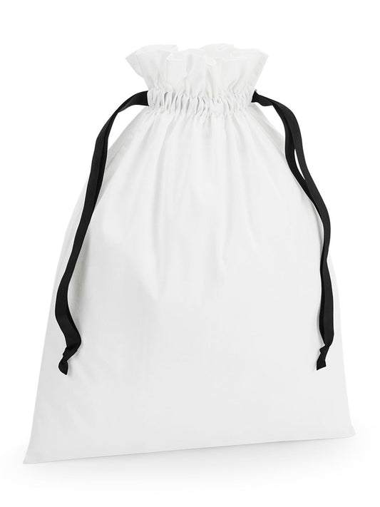 Cotton Gift Bag With Ribbon Drawstring Herren Tasche / Rucksack – Westford Mill – Farbe soft white/black – individuell veredelbar