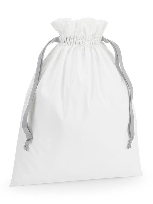 Cotton Gift Bag With Ribbon Drawstring Herren Tasche / Rucksack – Westford Mill – Farbe soft white/light grey – individuell veredelbar