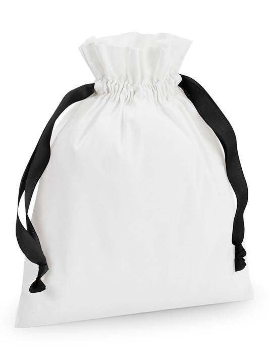 Cotton Gift Bag With Ribbon Drawstring Herren Tasche / Rucksack – Westford Mill – Farbe soft white/black – individuell veredelbar