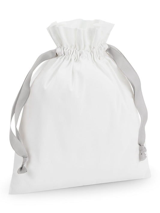 Cotton Gift Bag With Ribbon Drawstring Herren Tasche / Rucksack – Westford Mill – Farbe soft white/light grey – individuell veredelbar