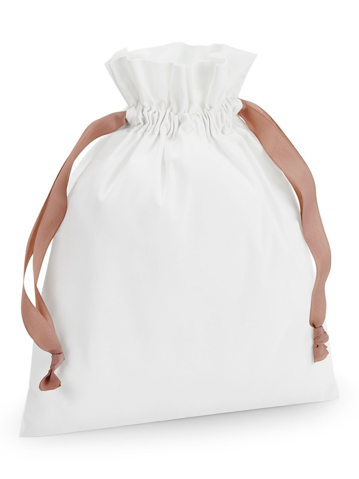 Cotton Gift Bag With Ribbon Drawstring Herren Tasche / Rucksack – Westford Mill – Farbe soft white/rose gold – individuell veredelbar