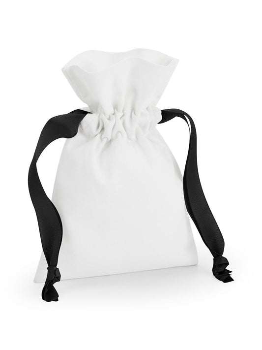 Cotton Gift Bag With Ribbon Drawstring Herren Tasche / Rucksack – Westford Mill – Farbe soft white/black – individuell veredelbar