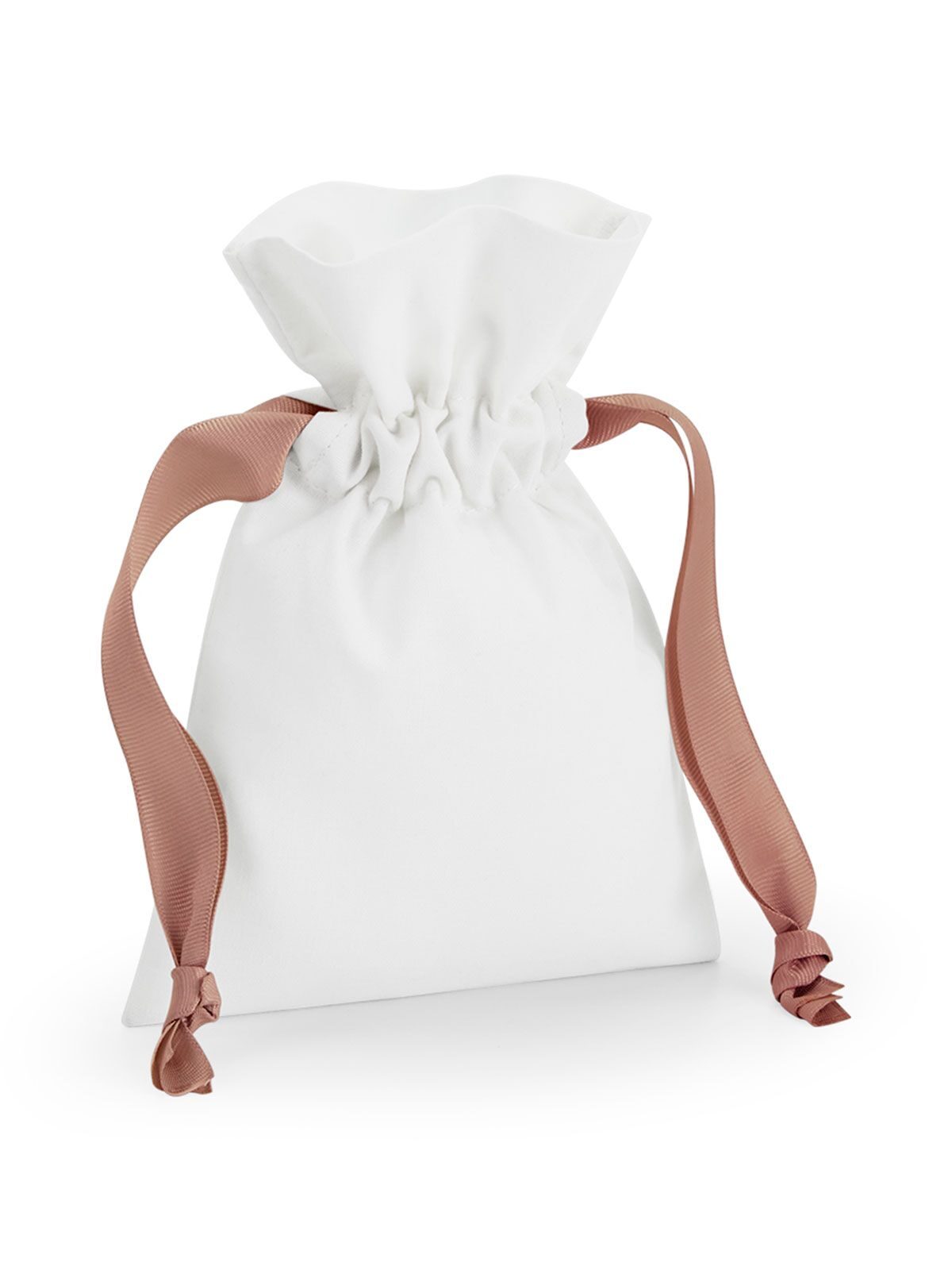 Cotton Gift Bag With Ribbon Drawstring Herren Tasche / Rucksack – Westford Mill – Farbe soft white/rose gold – individuell veredelbar