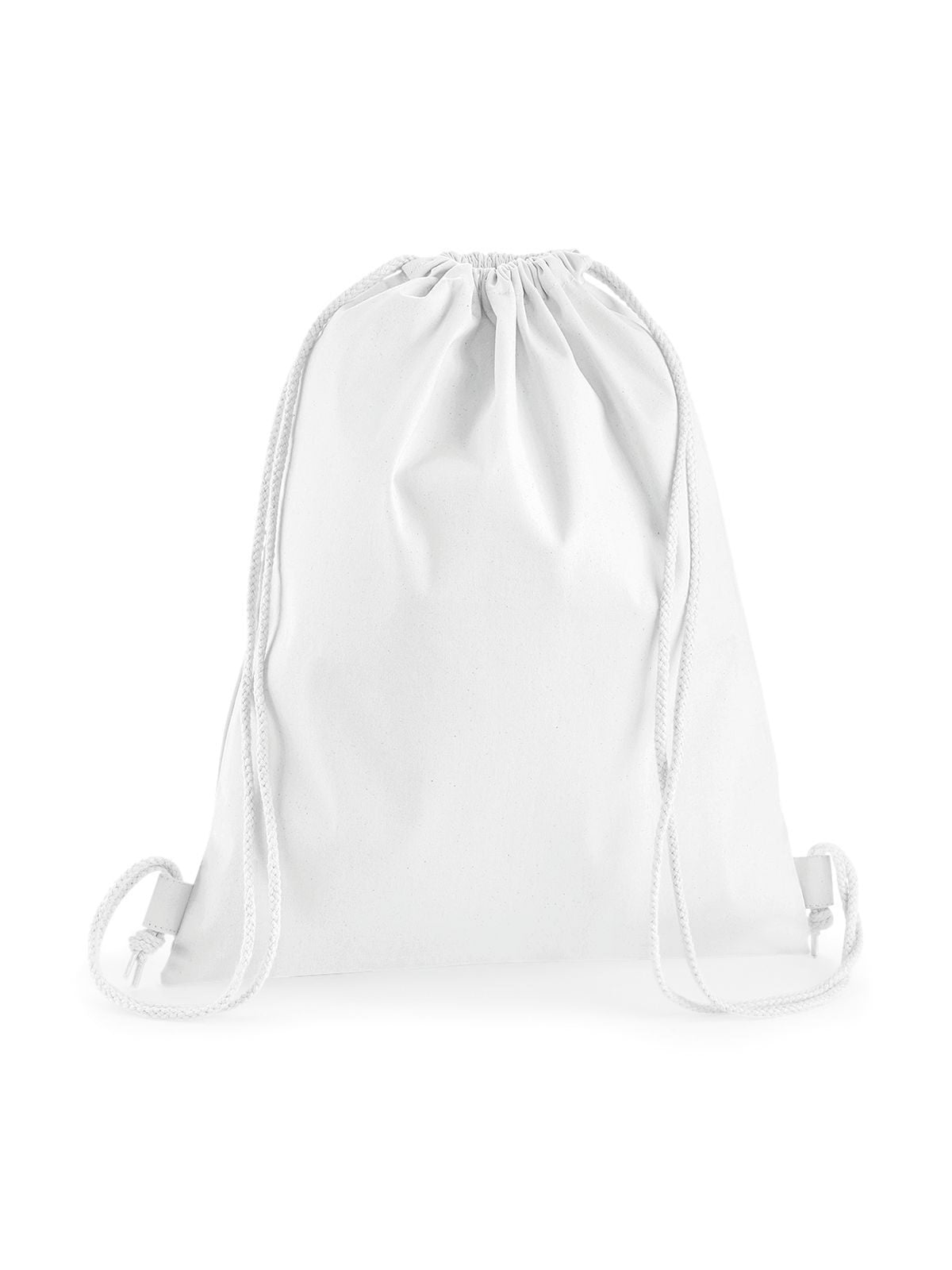 Premium Cotton Gymsac Herren Tasche / Rucksack – Westford Mill – Farbe Weiß – individuell veredelbar