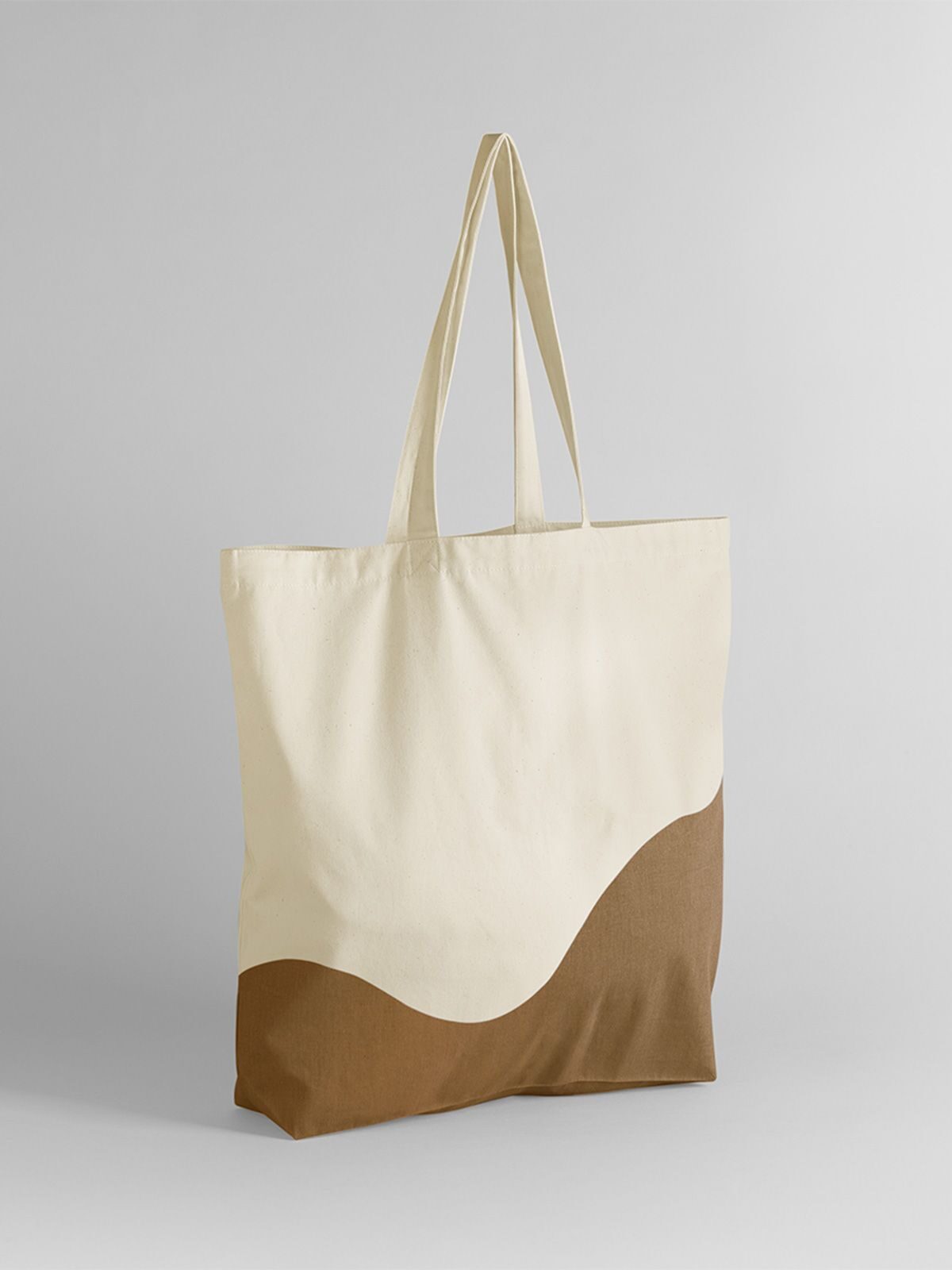 Organic Cotton Wave Print Maxi Tote Herren Tasche / Rucksack – Westford Mill – Farbe natural/caramel – individuell veredelbar