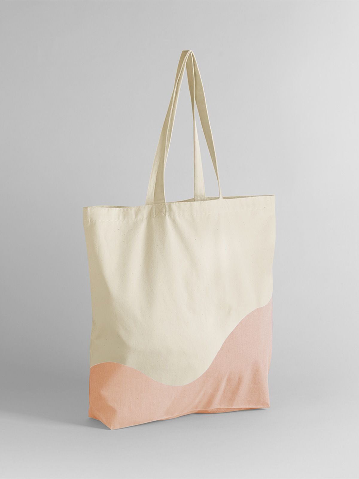 Organic Cotton Wave Print Maxi Tote Herren Tasche / Rucksack – Westford Mill – Farbe natural/peach – individuell veredelbar