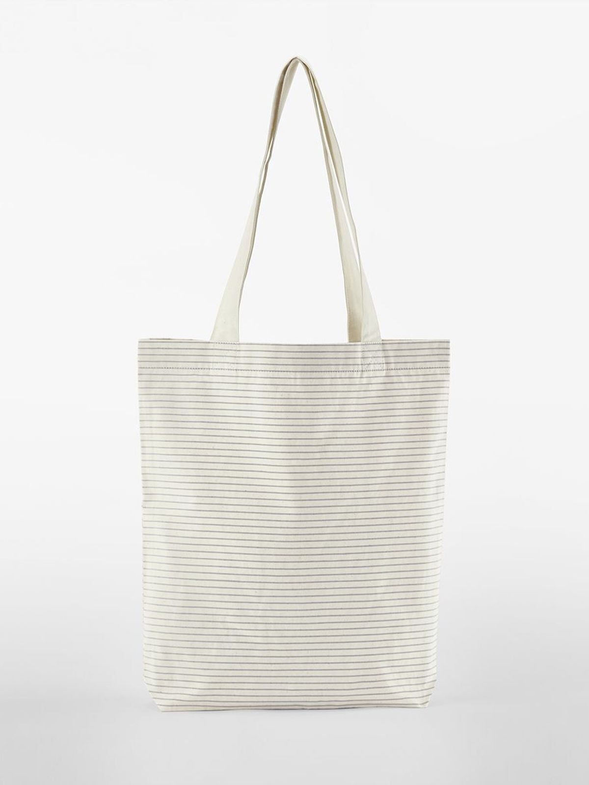 Striped Organic Cotton Tote Herren Tasche / Rucksack – Westford Mill – Farbe grey stripe – individuell veredelbar