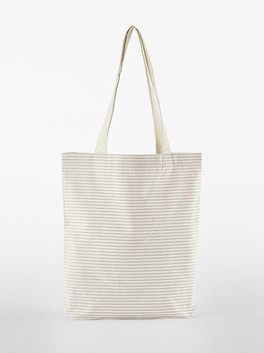 Striped Organic Cotton Tote Herren Tasche / Rucksack – Westford Mill – Farbe grey stripe – individuell veredelbar