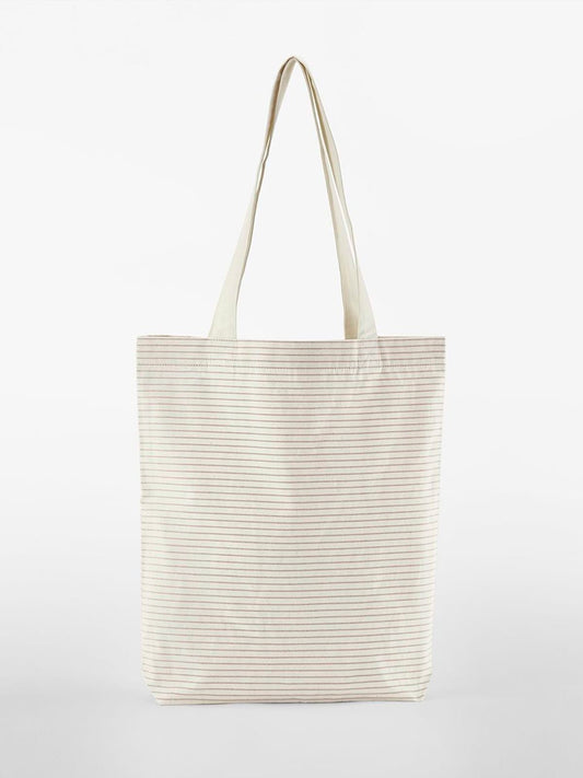 Striped Organic Cotton Tote Herren Tasche / Rucksack – Westford Mill – Farbe red stripe – individuell veredelbar