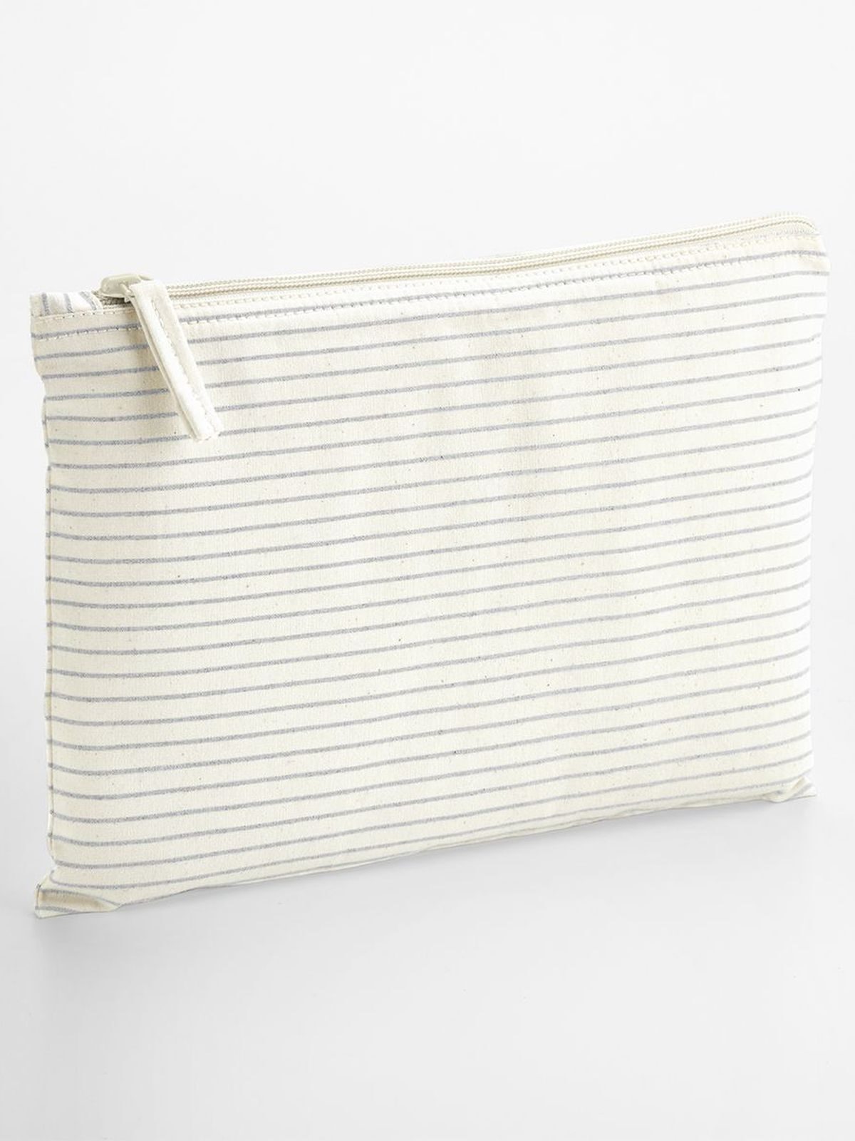 Striped Organic Cotton Accessory Pouch Herren Tasche / Rucksack – Westford Mill – Farbe grey stripe – individuell veredelbar