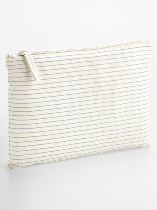 Striped Organic Cotton Accessory Pouch Herren Tasche / Rucksack – Westford Mill – Farbe grey stripe – individuell veredelbar