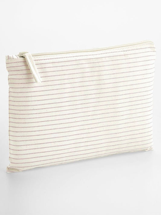 Striped Organic Cotton Accessory Pouch Herren Tasche / Rucksack – Westford Mill – Farbe red stripe – individuell veredelbar