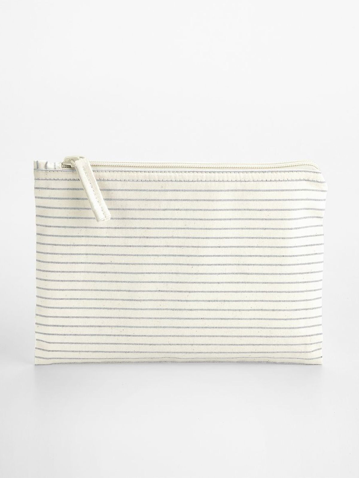 Striped Organic Cotton Accessory Pouch Herren Tasche / Rucksack – Westford Mill – Farbe grey stripe – individuell veredelbar