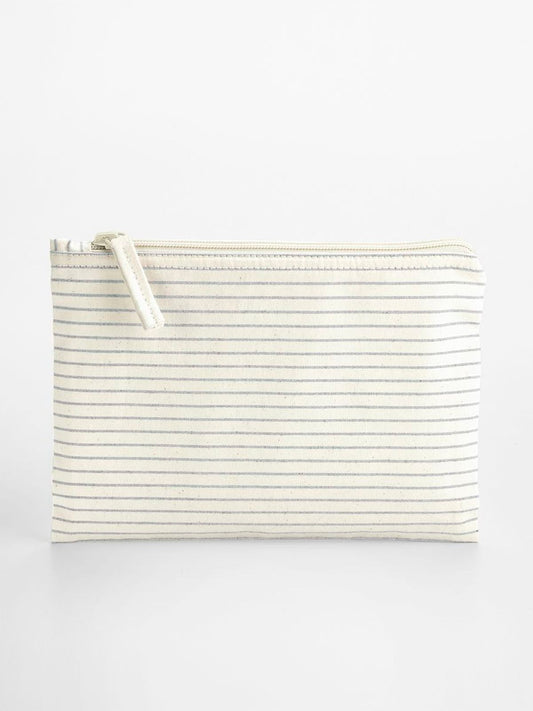 Striped Organic Cotton Accessory Pouch Herren Tasche / Rucksack – Westford Mill – Farbe grey stripe – individuell veredelbar