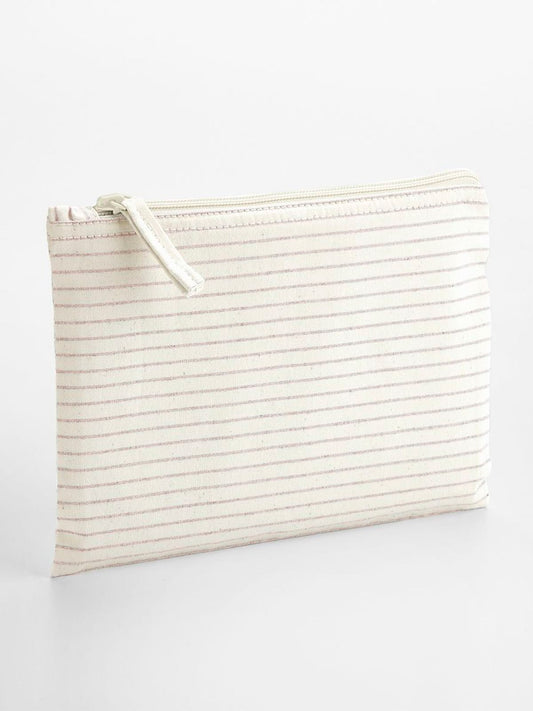 Striped Organic Cotton Accessory Pouch Herren Tasche / Rucksack – Westford Mill – Farbe red stripe – individuell veredelbar