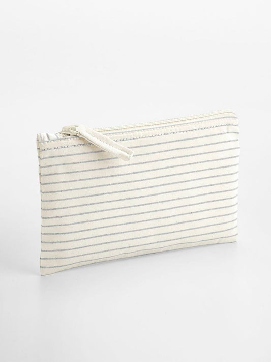 Striped Organic Cotton Accessory Pouch Herren Tasche / Rucksack – Westford Mill – Farbe grey stripe – individuell veredelbar