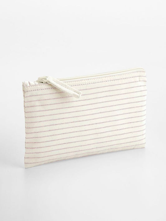 Striped Organic Cotton Accessory Pouch Herren Tasche / Rucksack – Westford Mill – Farbe red stripe – individuell veredelbar