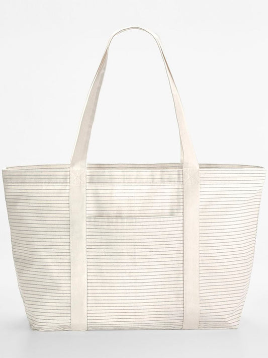 Striped Organic Cotton Shopper Herren Tasche / Rucksack – Westford Mill – Farbe grey stripe – individuell veredelbar