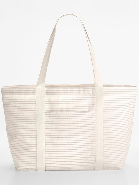 Striped Organic Cotton Shopper Herren Tasche / Rucksack – Westford Mill – Farbe red stripe – individuell veredelbar