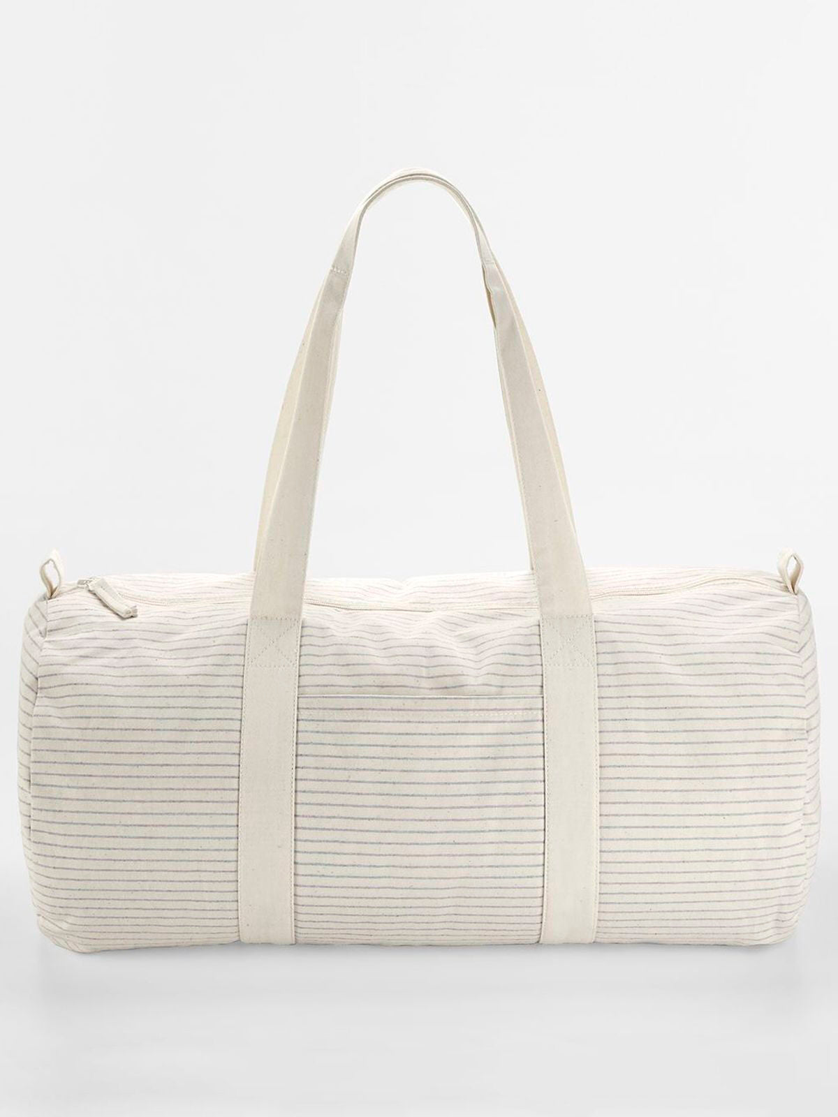 Striped Organic Cotton Barrel Bag Herren Tasche / Rucksack – Westford Mill – Farbe grey stripe – individuell veredelbar