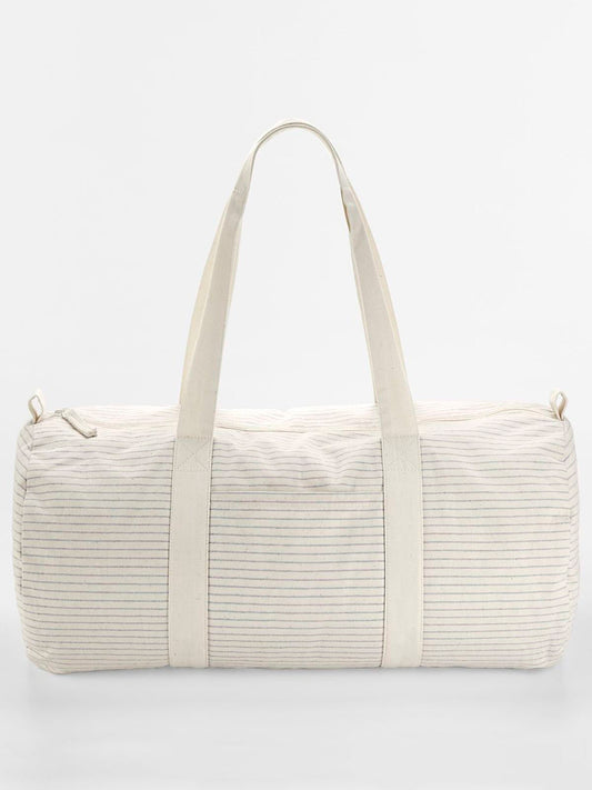 Striped Organic Cotton Barrel Bag Herren Tasche / Rucksack – Westford Mill – Farbe grey stripe – individuell veredelbar