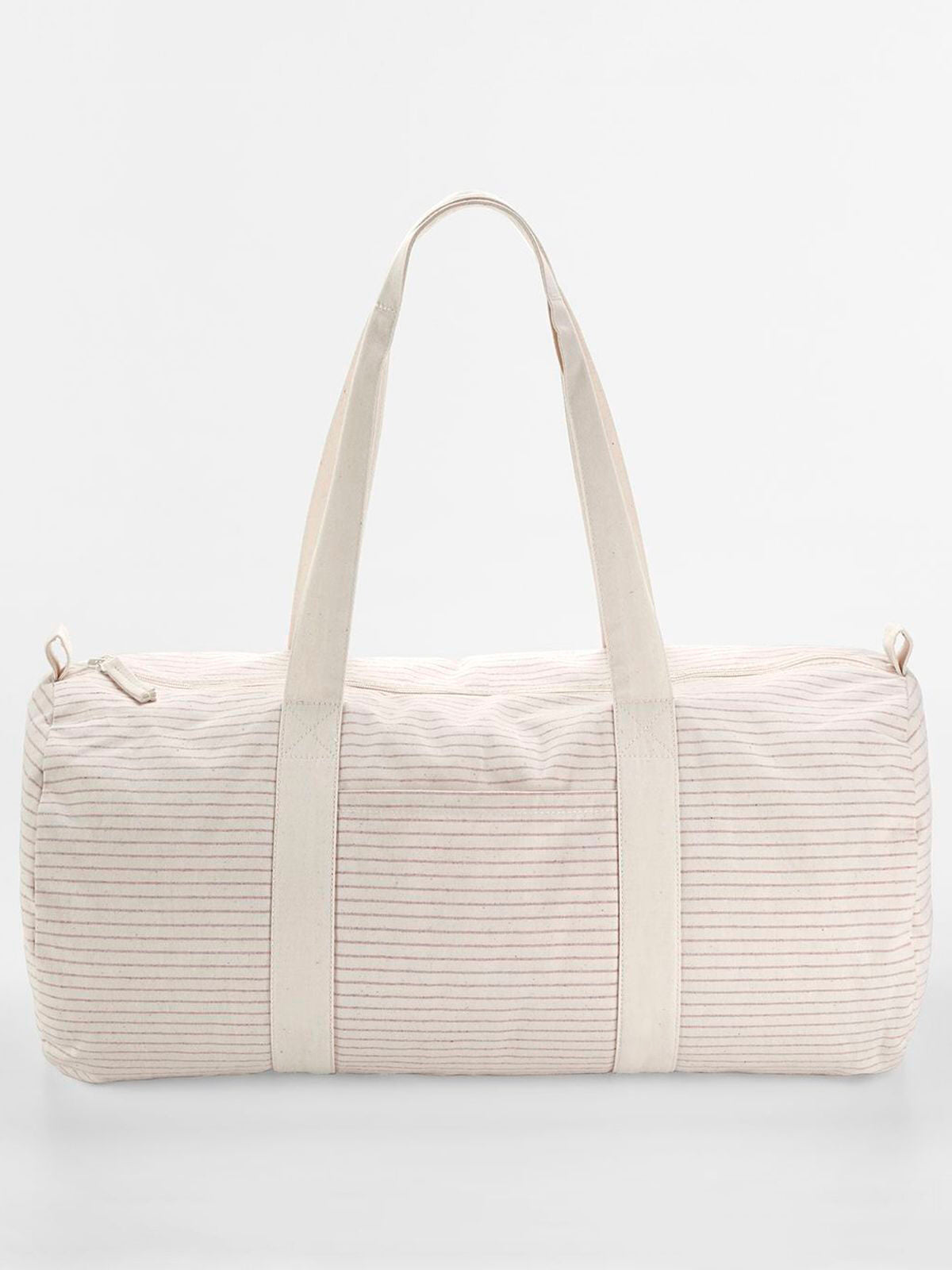 Striped Organic Cotton Barrel Bag Herren Tasche / Rucksack – Westford Mill – Farbe red stripe – individuell veredelbar
