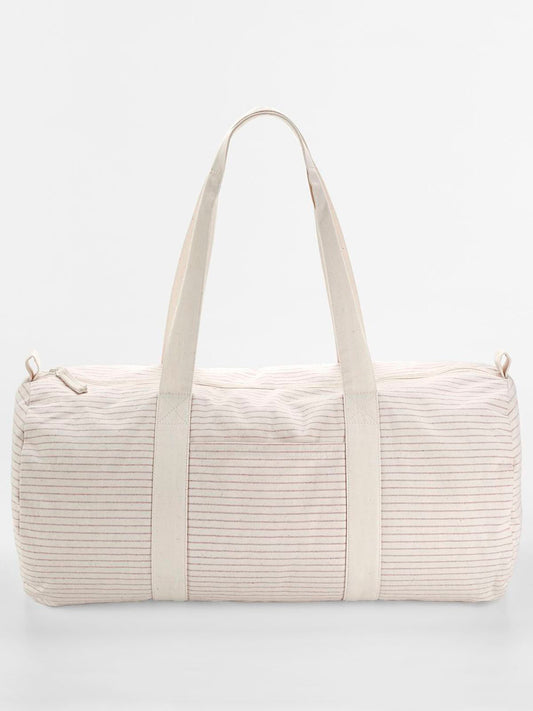 Striped Organic Cotton Barrel Bag Herren Tasche / Rucksack – Westford Mill – Farbe red stripe – individuell veredelbar