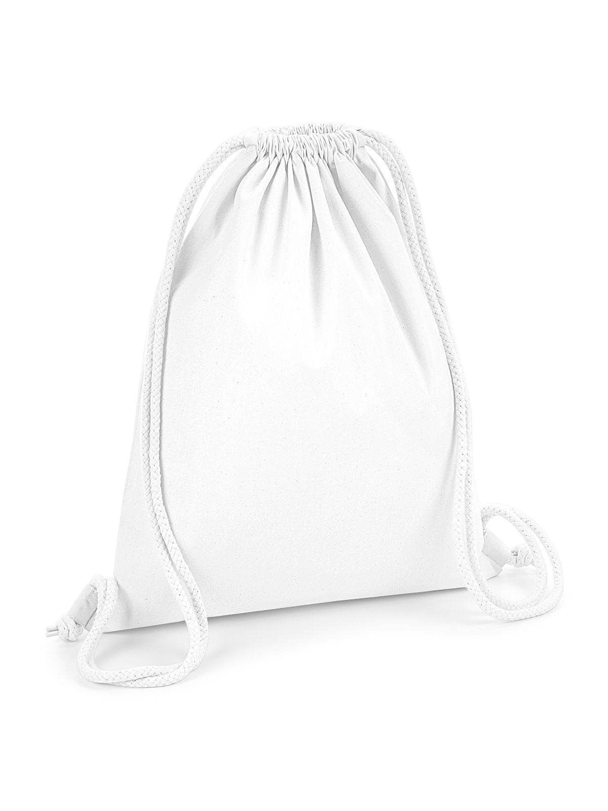 Organic Premium Cotton Gymsac Herren Tasche / Rucksack – Westford Mill – Farbe Weiß – individuell veredelbar