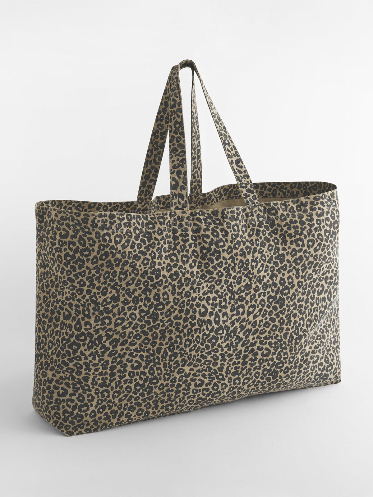 Borsa tote oversize in tela con stampa leopardata Herren Tasche / Rucksack – Westford Mill – Farbe vintage leopard print – individuell veredelbar