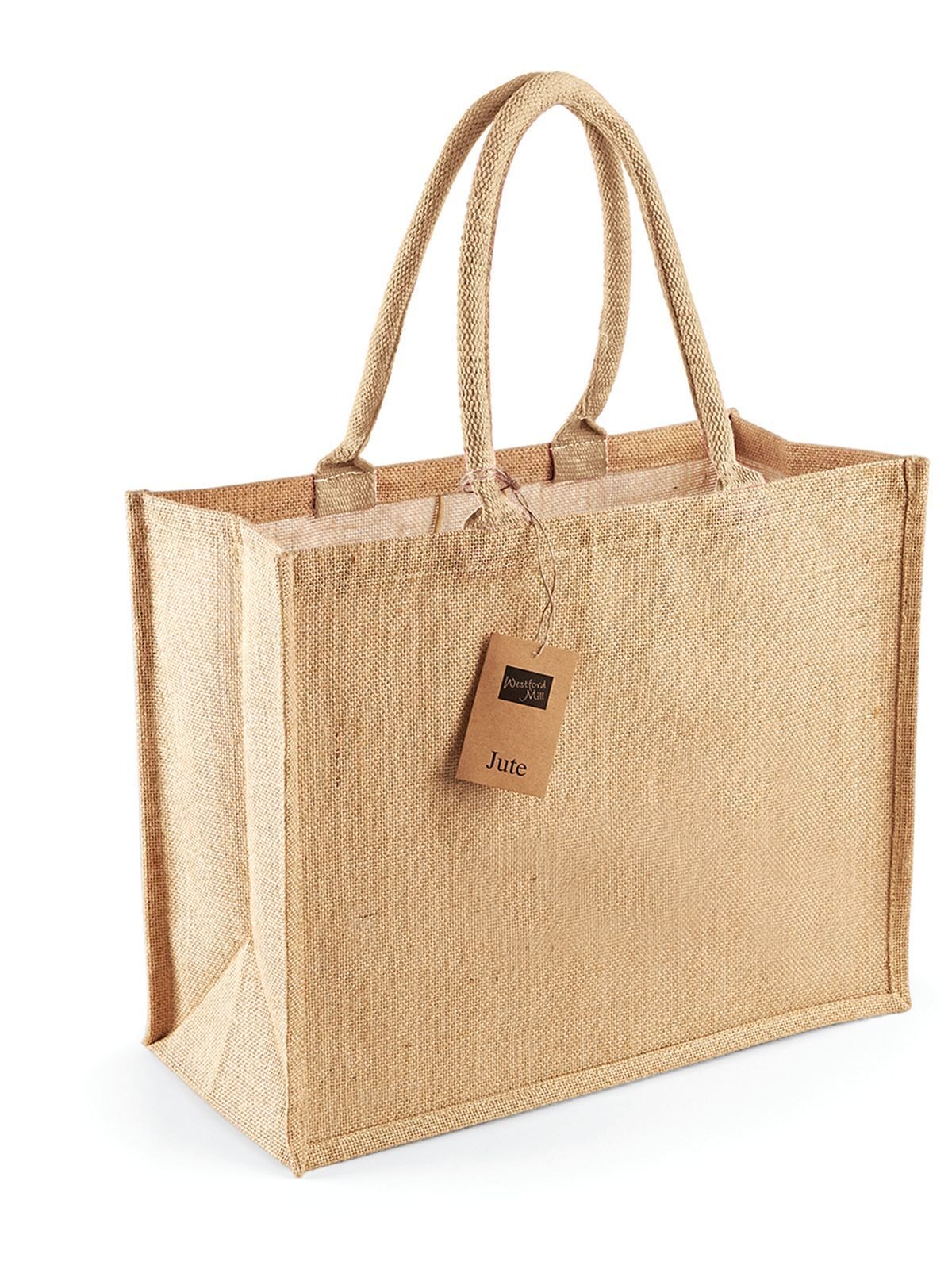 Jute Classic Shopper Herren Tasche / Rucksack – Westford Mill – Farbe Natur – individuell veredelbar