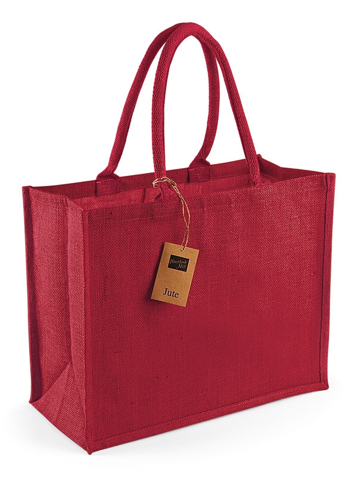 Jute Classic Shopper Herren Tasche / Rucksack – Westford Mill – Farbe red/red – individuell veredelbar