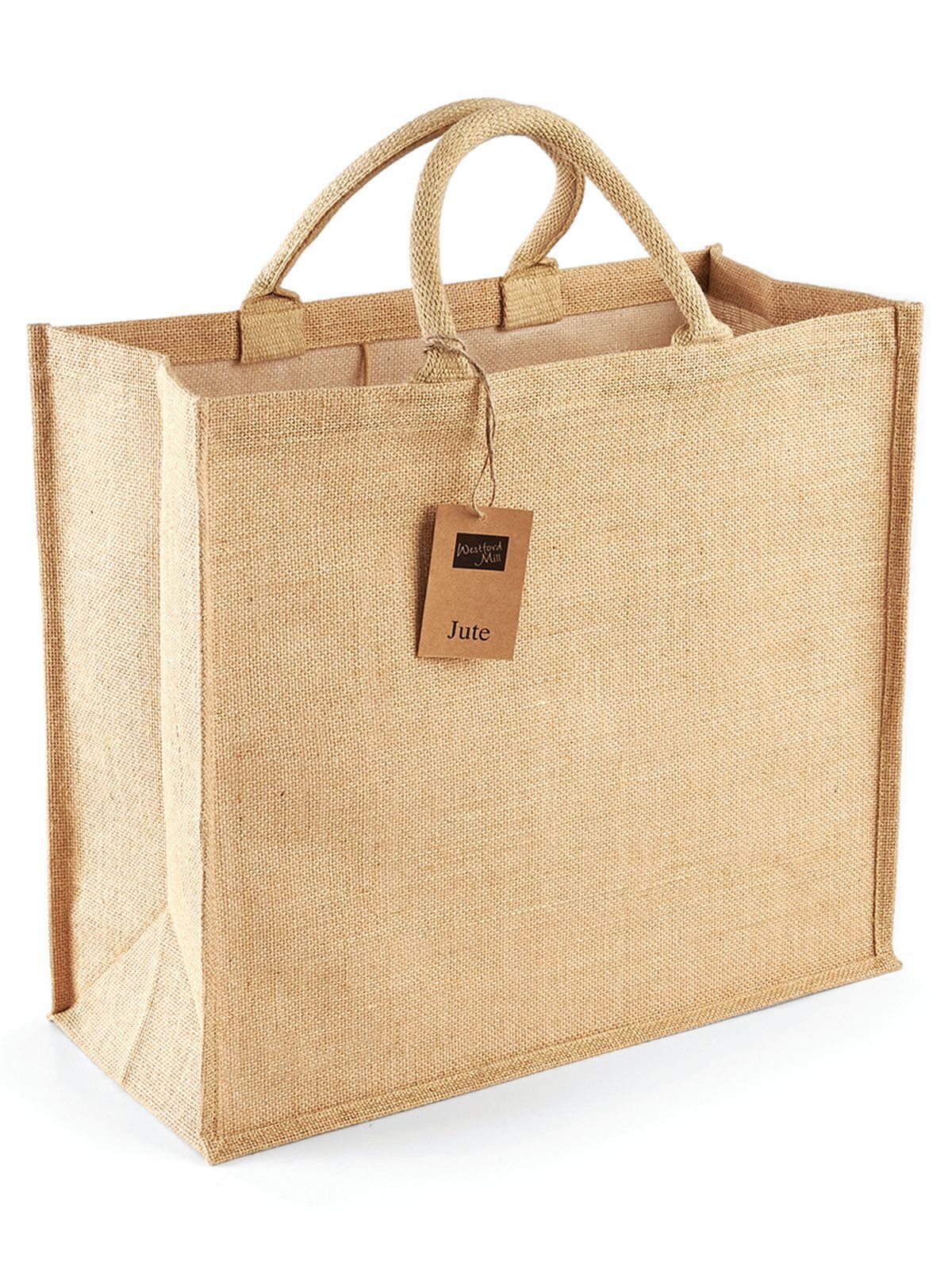 Jute Jumbo Shopper Herren Tasche / Rucksack – Westford Mill – Farbe Natur – individuell veredelbar