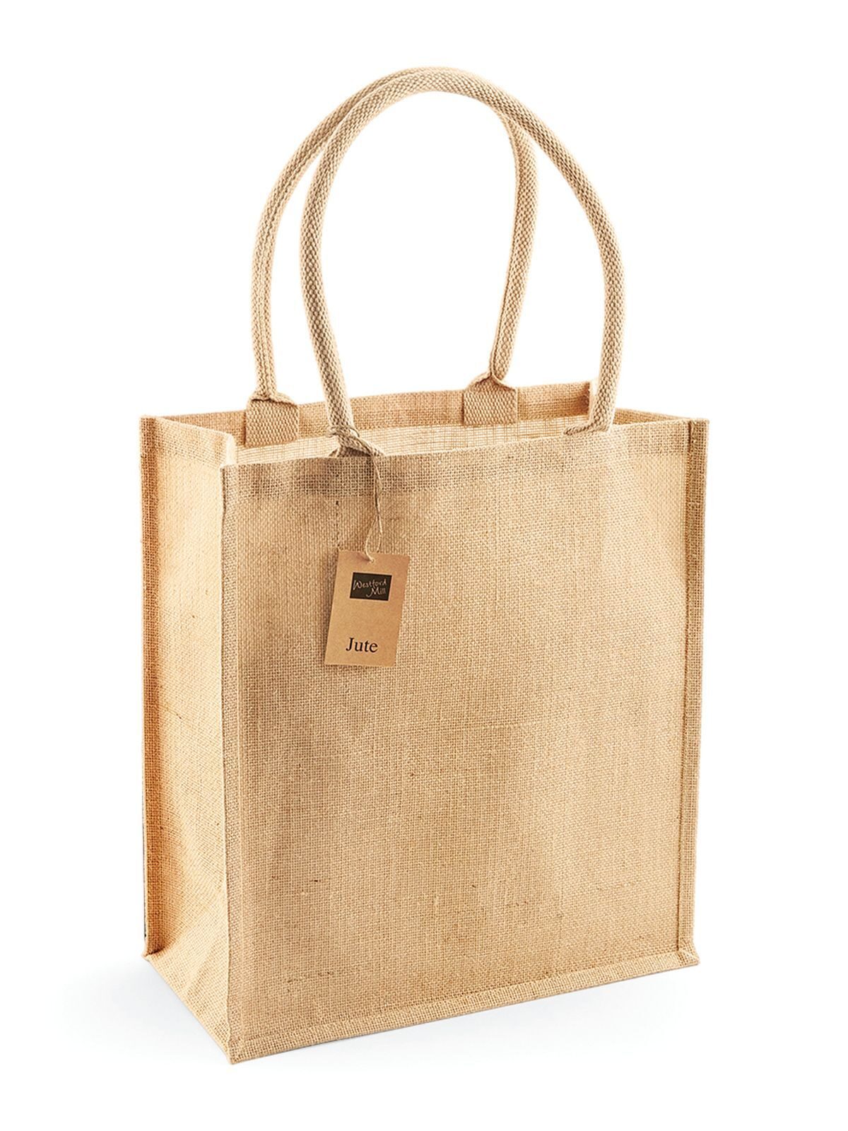 Jute Boutique Shopper Herren Tasche / Rucksack – Westford Mill – Farbe Natur – individuell veredelbar