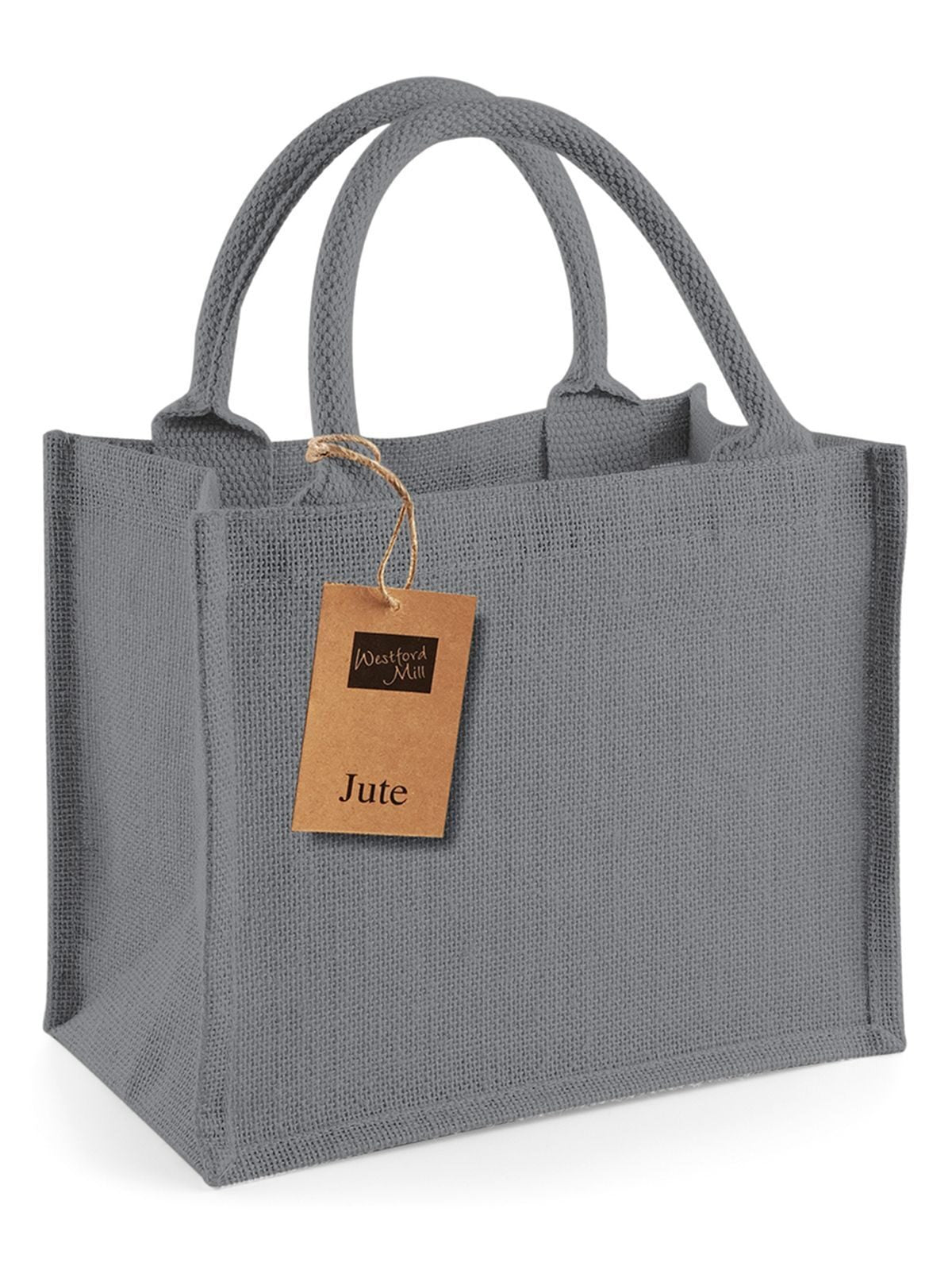 Jute Mini Gift Bag Herren Tasche / Rucksack – Westford Mill – Farbe graphite grey/graphite grey – individuell veredelbar