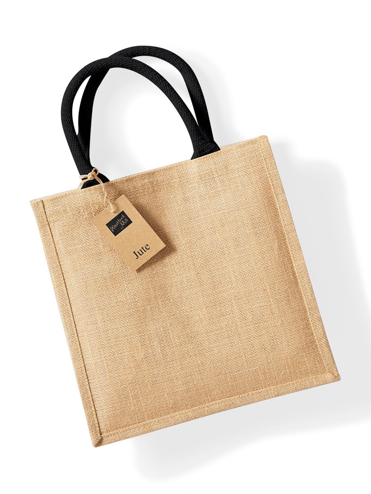 Jute Midi Tote Herren Tasche / Rucksack – Westford Mill – Farbe natural/black – individuell veredelbar