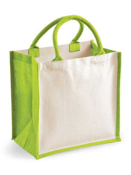 Printers Midi Jute Tote Herren Tasche / Rucksack – Westford Mill – Farbe apple green – individuell veredelbar