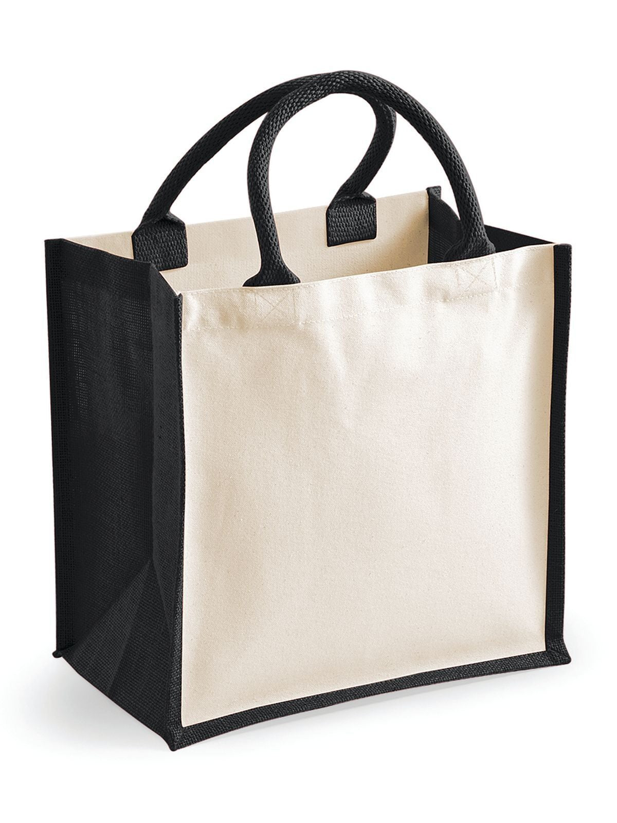 Printers Midi Jute Tote Herren Tasche / Rucksack – Westford Mill – Farbe Schwarz – individuell veredelbar