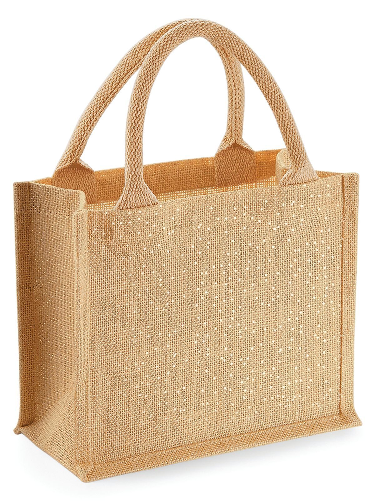 Shimmer Jute Mini Gift Bag Herren Tasche / Rucksack – Westford Mill – Farbe natural gold – individuell veredelbar