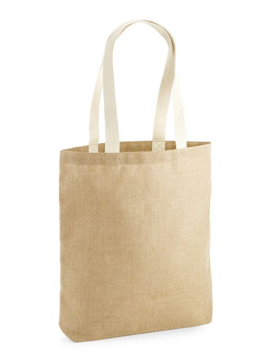 Unlaminated Jute Tote Herren Tasche / Rucksack – Westford Mill – Farbe Natur – individuell veredelbar