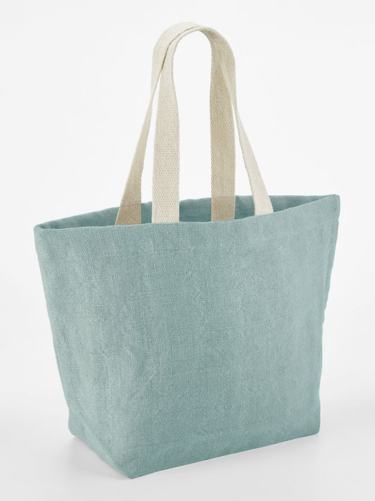 Soft Washed Jute Beach Bag Herren Tasche / Rucksack – Westford Mill – Farbe duck egg blue – individuell veredelbar