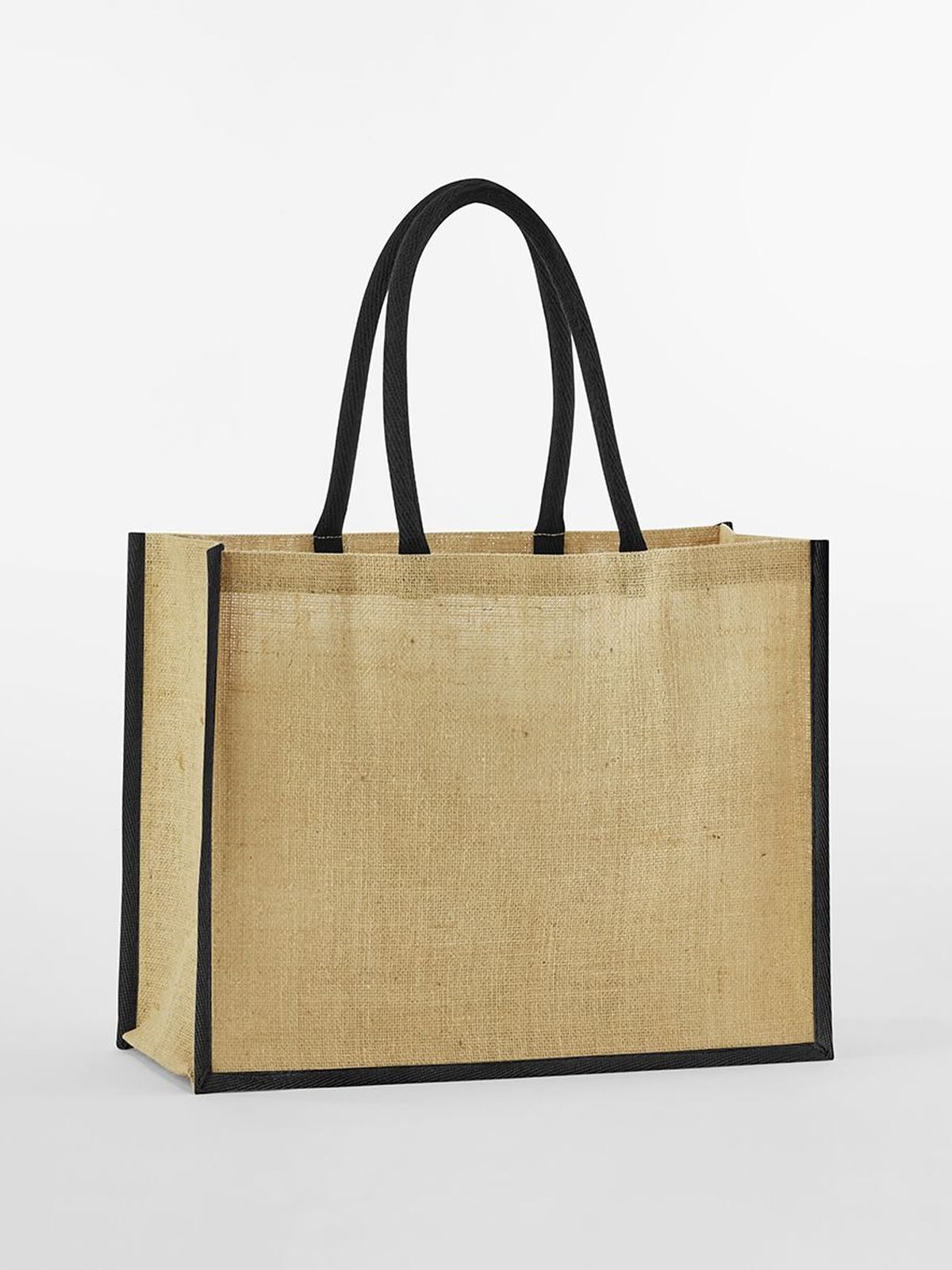 Natural Starched Jute Classic Shopper Herren Tasche / Rucksack – Westford Mill – Farbe natural/black – individuell veredelbar