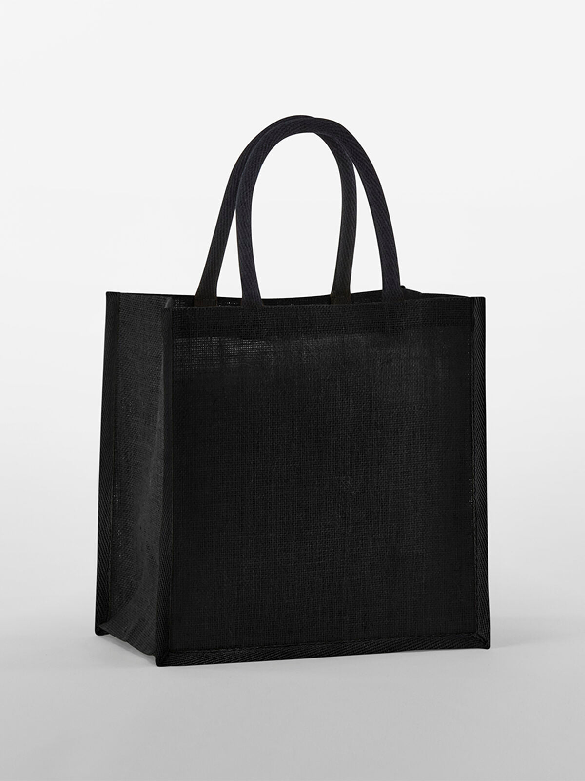 Natural Starched Jute Midi Tote Herren Tasche / Rucksack – Westford Mill – Farbe black/black – individuell veredelbar