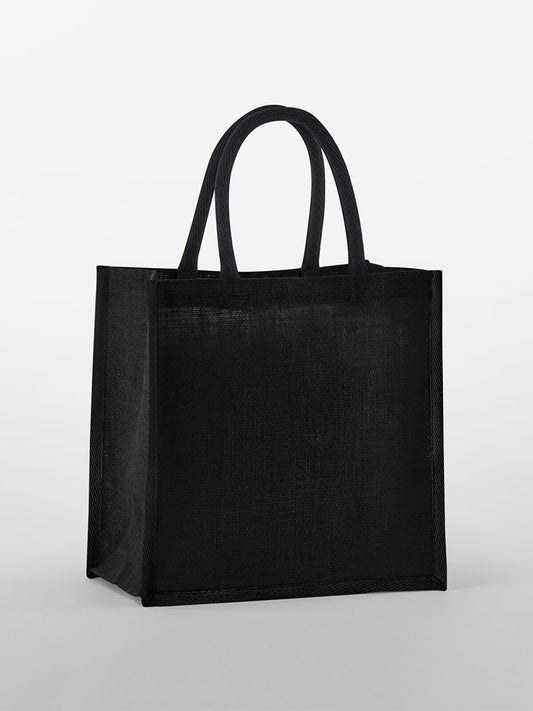 Natural Starched Jute Midi Tote Herren Tasche / Rucksack – Westford Mill – Farbe black/black – individuell veredelbar