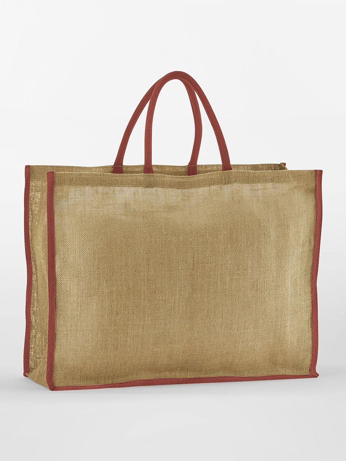 Natural Starched Jute Market Shopper Herren Tasche / Rucksack – Westford Mill – Farbe natural/orange rust – individuell veredelbar
